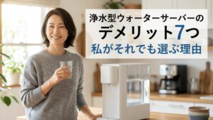 浄水型ウォーターサーバーのお水を飲む女性のイメージ